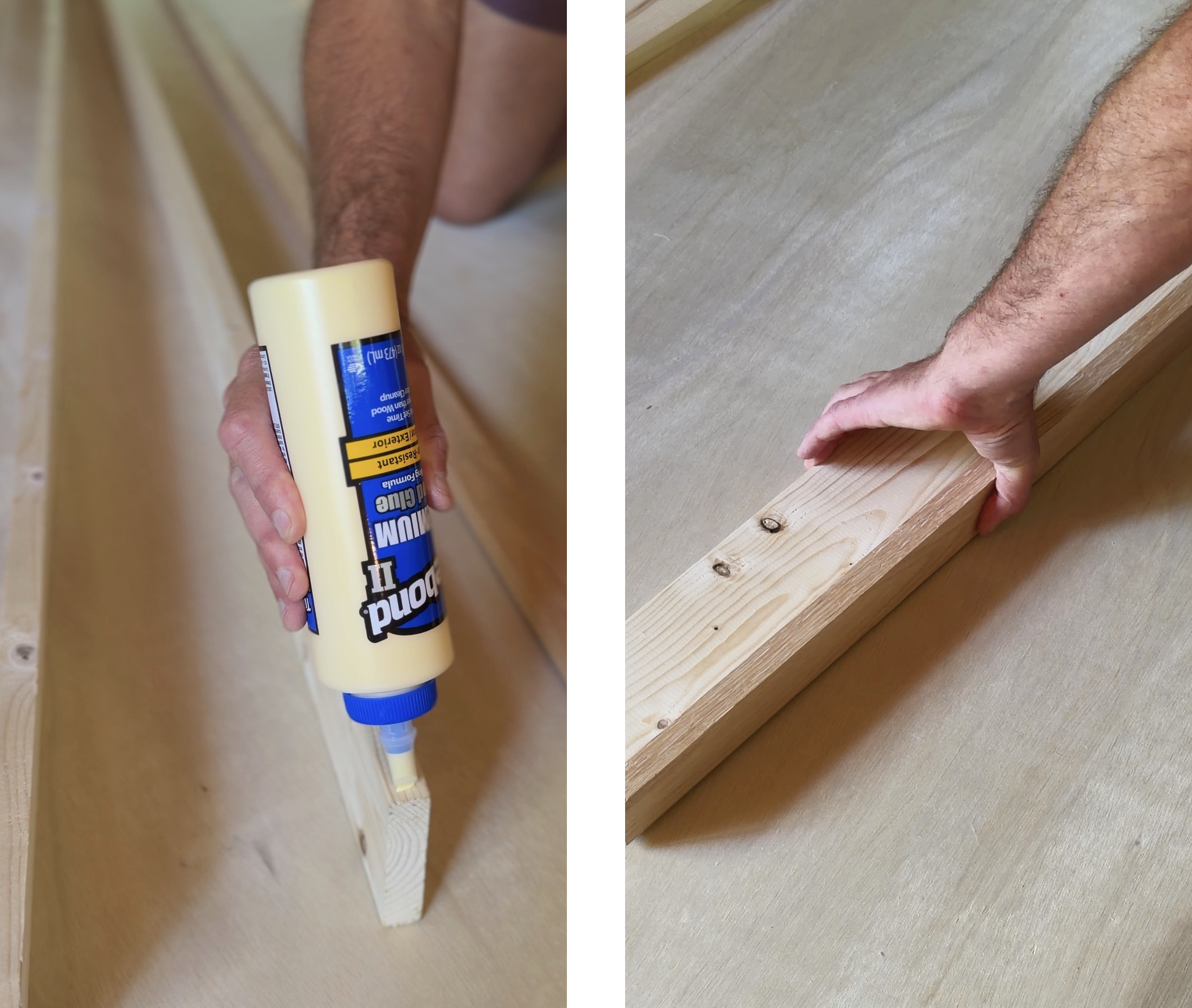 Glueing the backing and sides together // via Yellow Brick Home