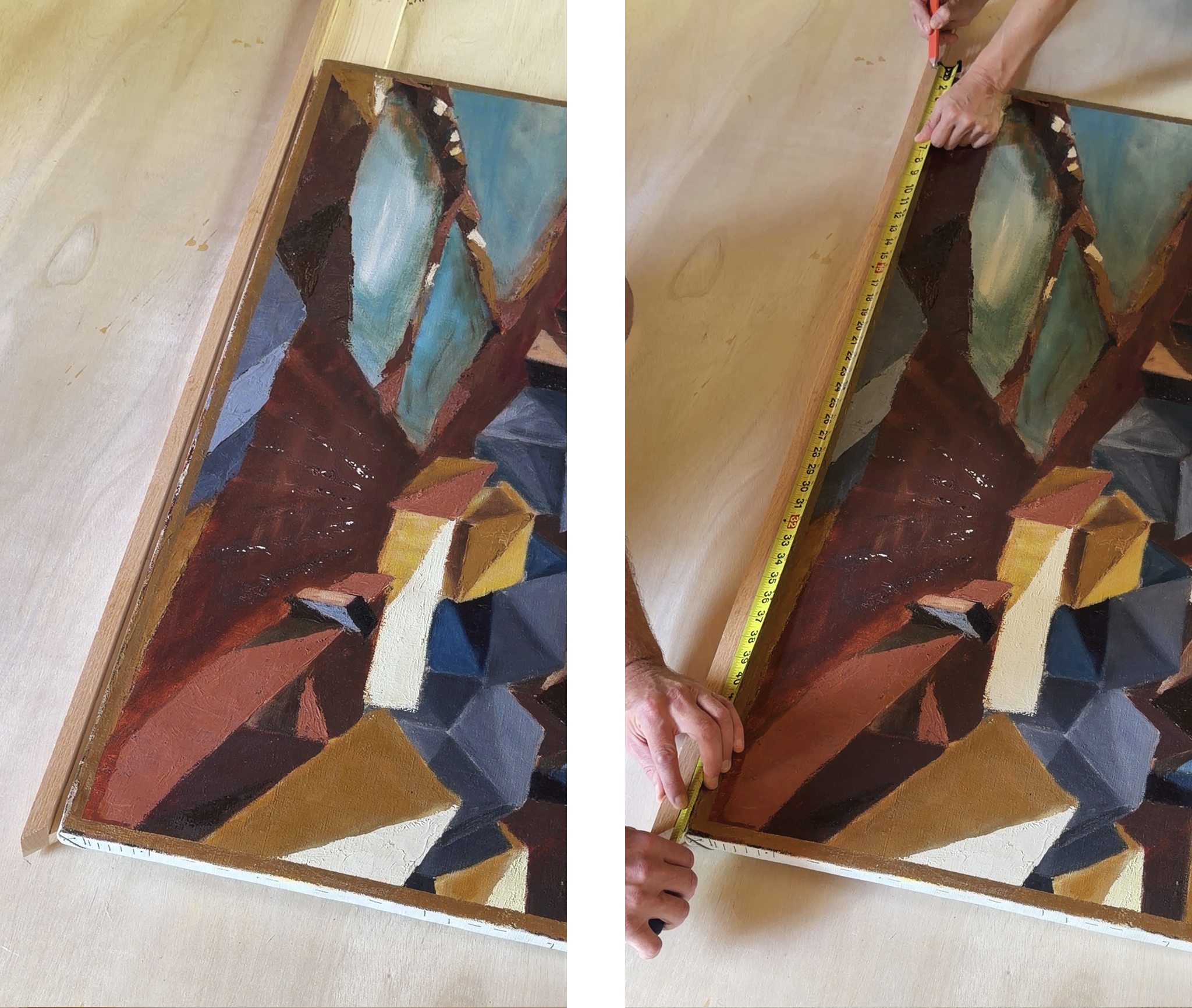 Measuring the frame to size // via Yellow Brick Home