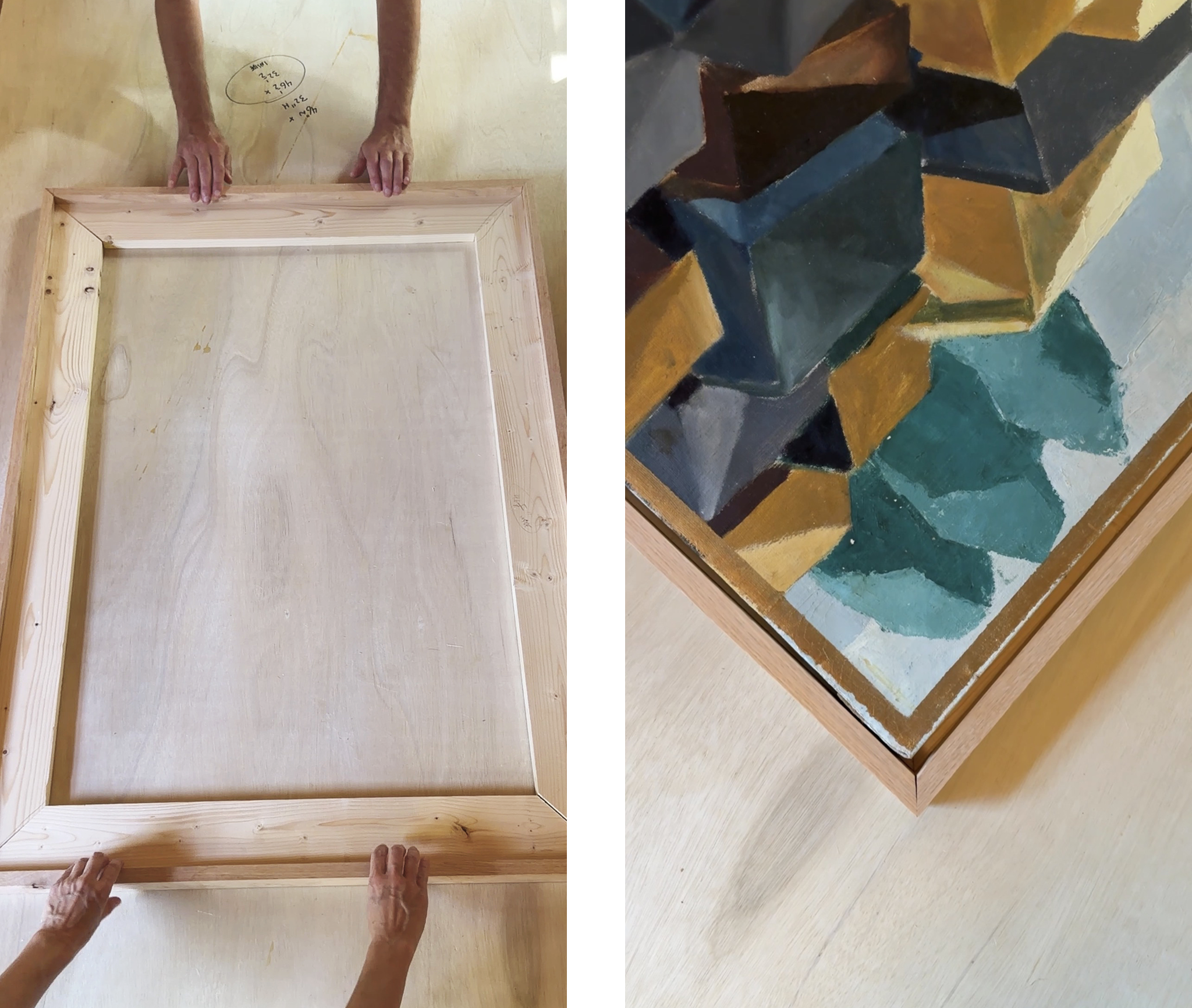 Dry fitting the canvas inside the frame // via Yellow Brick Home