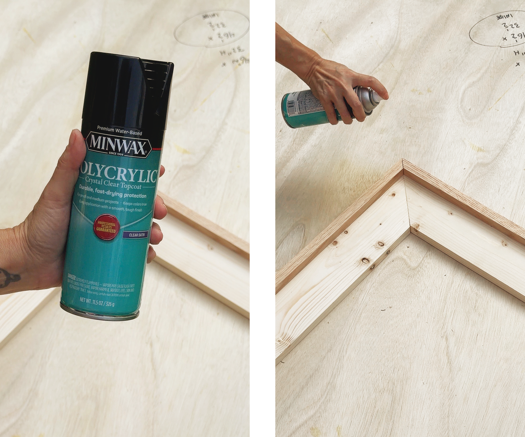 Polycrylic on completed wood frame for a satin finish // via Yellow Brick Home