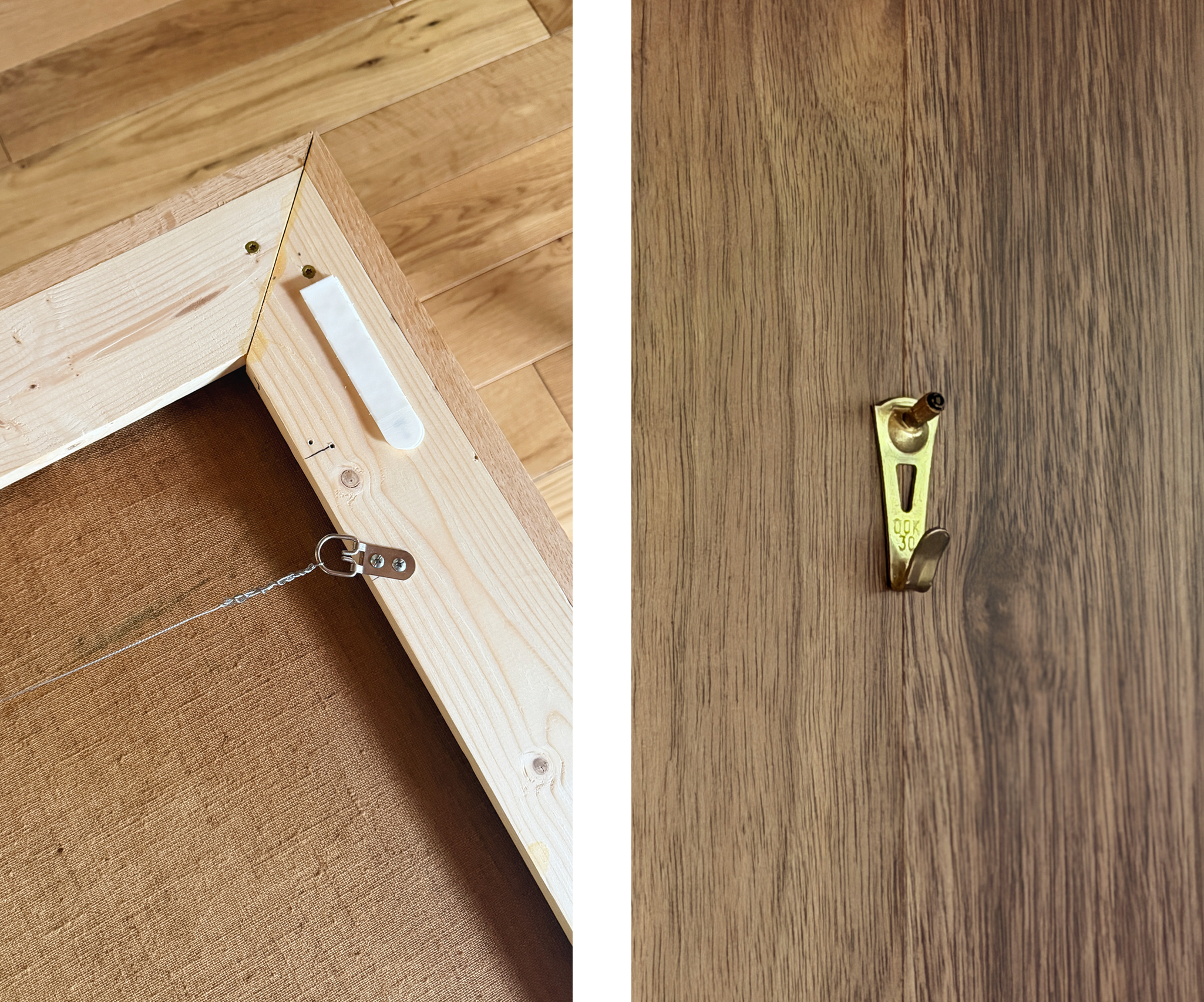 Hanging method for custom canvas frame // via Yellow Brick Home